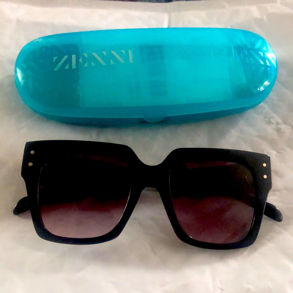 Zenni Black Square Sunglasses with Red Tint | comes with hard case